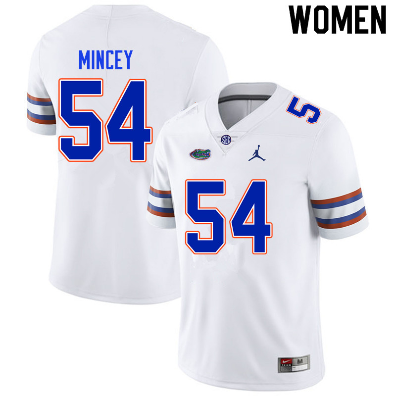 Women #54 Gerald Mincey Florida Gators College Football Jerseys Sale-White - Click Image to Close